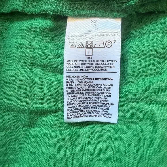 Old Navy Crinkle Gauze Button Down Shirt Green Loose Fit Short Sleeve NWT XS - Picture 11 of 11